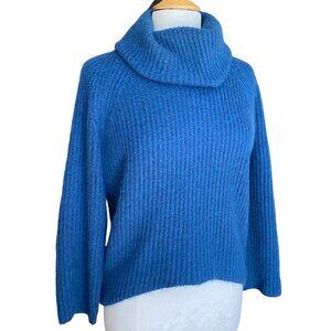 J. Crew Point Sur Wool Mohair Cowl Sweater Sz XS Blue Oversized Chunky Ski-Aprés